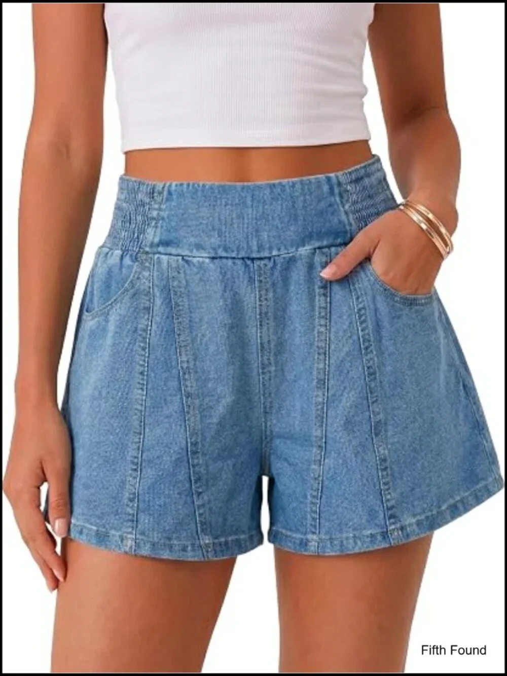 High Waisted Denim Jorts with Pockets